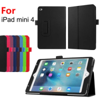For iPad Mini 4 Case Cover Smart Stand pu Leather case cover for apple iPad mini 4 + free Screen protectors + touch pen