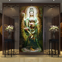 走廊過道瑜伽館侍女墻布油畫壁紙3d立體敦煌風格壁畫門庭玄關墻紙