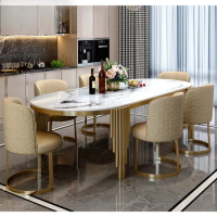 Stainless steel Dining Room Set Home Furniture modern marble dining table