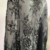 75CM Wide Lace Fabric 300CM Long Elegant Soft Quality Florals Eyelash Lace Trim