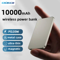 Magnetic 10000mAh Wireless Power Bank PD20W Portable Slim Metal Powerbank 5000mAh External Spare Battery For iPhone 15 Xiaomi