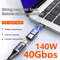 PD 140W Charger Connector Titanium Alloy 40Gbps USB Type-C Magnetic Adapter Fast Charging Magnetic Converter for Docking Station