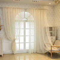 American Style Rod Pocket Luxury Curtain Lace Translucent Tulle Curtain W indow Girl bedroom Living room Home Decor