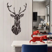 Exquisite Acrylic Sticker Vibrant Color Create Atmosphere Beautiful DIY Deer Head 3D Acrylic Mirror Wall Decal Gift