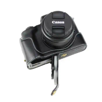 For Canon EOS M50 M50 II EOS M50 Mark II Half Body Cover Open battery Black Coffee Brown Genuine Leather Camera Case Bag