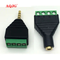 4 Poles 3.5mm Male Plug Female Jack to 4 Pins Screw AV Balun Terminal Audio Video AV Balun Adapter Wholesales Mod