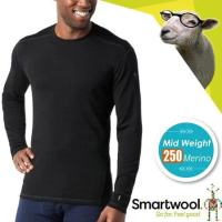 【SmartWool】男款 NTS Mid 250 100%美麗諾羊毛 保暖圓領長袖上衣/SW016350-001 黑色