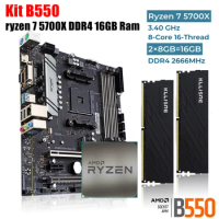 ONDA B550 Motherboard Kit With Ryzen 7 5700X R7 CPU Processor DDR4 16GB(2*8GB) 2666MHz Memory AM4 B550M Set
