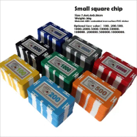 10pcs/lot Square Poker Chips Casino Games Quality ABS+Iron Bargaining Chip Baccarat Mahjong Solitaire Game Rectangular Clay Chip