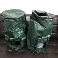 BIG Reuseable Garden collect Storage Bag Leaf Waste bins Yard Compost Bag Waste plastic bags Lid Composter for Fruit Kitchen