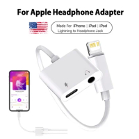 Original For Apple 2 in 1 Headphones and Charging Adapter Lightning to 3.5mm Jack For iPhone 14 13 12 11 XS 8 7 Audio Converter