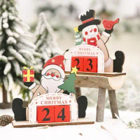 Merry Christmas Calendar For Home Navidad 2023 New Year Countdown Wooden Desk Calendar Christmas Ornaments