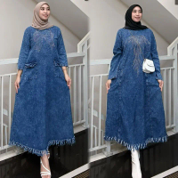 READY STOK MIDI JEANS PETIR BAWAH RAWIS