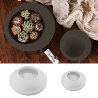 Flower Pot Round Candle Silicone Mold Aromatherapy Plaster Mold Candle Holder Mold Wax Box Storage Bowl Candle Tray Mould