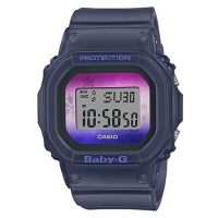 【CASIO 卡西歐】冬季極光夜光電子錶/紫面40mm(BGD-560WL-2)
