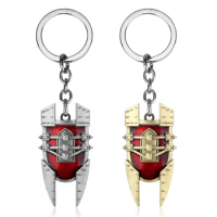 MQCHUN New Design Hot Game LO L Keychain the Mad Chemist Singed Red Shield intricate Pendant durable keyring-50