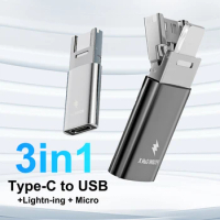 3 in 1 OTG Adapter Lightning To USB C OTG Type C Female To USB Micro Male Fast Charging Converter For iPhone Macbook Samsung