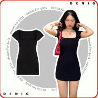 ★[XẢ - 99K] Đầm váy dệt kim body cổ vuông dáng basic trẻ trung DENIG - LIMRIN DRESS✳COD VN