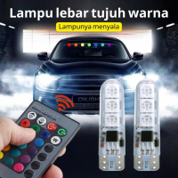 Lampu LED T10 RGB Mobil Remote Control - 5 Mode Dinamis & 16 Warna, Lampu Interior & Eksterior, Kabi