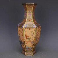 Rustic Yellow Chinese Vase Reproduction Ancient Enamel Colored Vase Ceramic Vase Vintage Aesthetic Room Decor Home Decor