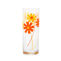 【ADERIA】日本製昭和系列復古花朵玻璃飲料杯280ML-菊花款(昭和 復古 玻璃杯)