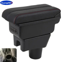 For Mitsubishi Mirage Space Star 2014 - 2018 Storage Box Armrest Arm Rest Dual Layer Black Leather