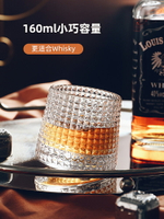 日式水晶玻璃威士忌酒杯啤酒洋酒杯子錘紋旋轉不倒翁家用創意個性