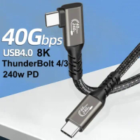 USB 4 Thunderbolt 4 Elbow USB Cable 40Gbps PD240W 5A 8K Type C Cable Data Transfer Fast Charging For M1 Macbook VR Oculus Quest