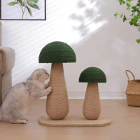 Cat Scratching Post Wooden Mushroom Sisal Scratcher Kitten Cute Kitten Scratching Post Vertical Cat Tree Claw Scratcher for Cat