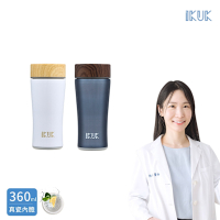 【IKUK 艾可】 真陶瓷保溫杯-木簡約旋蓋陶瓷杯360ml(運動登山杯/環保隨行杯/口袋杯/陶瓷保溫瓶/咖啡保溫杯)