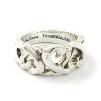 【Tiffany&amp;Co. 蒂芙尼】925純銀-三個LOVING HEART造型女用戒指(展示品)