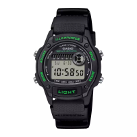 CASIO Casio Jam Tangan Pria - Black Green - Resin Strap - W-220H-1A3VDF