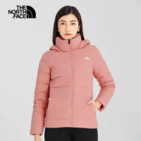 【The North Face】北面女款粉色防潑水保暖連帽羽絨外套|4U7V0LA