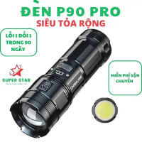 Đèn Pin Cầm Tay Siêu Sáng Toả Rộng Xa P90 Pro Độ Sáng 6000Lm Siêu Toả Rộng Thiết Kế Kim Loại Với Dun