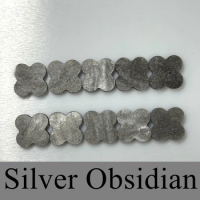 Meisidian New Design Pietersite Natural Silver Obsidian 13mm Four Leaf Clover Stone For VC Jewelry