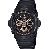 【CASIO 卡西歐】G-SHOCK 賽車運動手錶-玫瑰金x黑 AW-591GBX-1A4DR