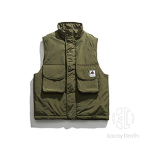 日系復古工裝馬甲男秋冬情侶加厚外套坎肩立領背心棉服馬夾