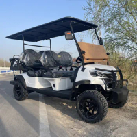2 4 6 Seater Gas Powered Enclosed Golf Cart Off-road Golf Cart Reversing Image Bluetooth Audio Bumper Off-road Tires.