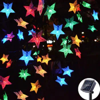 Solar Powered 20-100 LED Fairy Star Twinkle String Light Wedding Party Home Garden Outdoor Garland Decoration for New Year's EVE