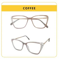 Kacamata Lensa Photocromic Wanita Kacamata Bingkai Titanium Cat Eye -PC012 COFFEE