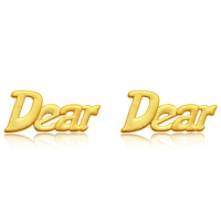 Pure 24K Yellow Gold Earrings Women 999 Gold DEAR Stud Earrings