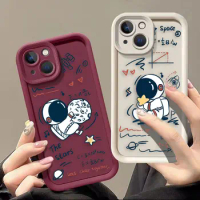 Luxtury Phone Case For iPhone Apple 15 14 12 13 11 Pro 8 7 SE Plus X XR XS Max Case Funda Shell Cute Cartoon Astronaut Space