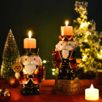 Party Resin Christmas Nutcracker Candlestick Desktop Decoration Aromatherapy Candlestick Base Calcif