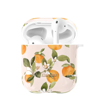 【Kingxbar】AirPods 保護套 保護殼 施華洛世奇水鑽 無線藍牙耳機充電收納盒(鮮語系列-橙子)