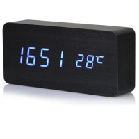 100pcs Imitation Wood LED Wood Wooden Digital LED Desk Clocks Thermometer Timer Calendar Gift