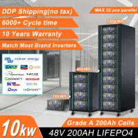 New 48V 200Ah LiFePo4 Battery Pack 51.2V 10kw 16S 200A Built-in BMS Grade A Cells 48V 200AH Pack for Solar RV Off-Grid No Tax