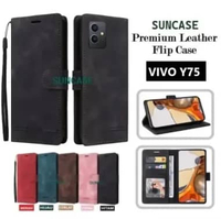 SUNCASE Vivo Y75 cover hp model dompet multi fungsi flip case wallet leather SUNCASE PINK