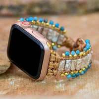 Stylish Emperor Stones Healing Apple Watch Strap Handmade Boho Natural Stone Vegan Apple Watch Band Drop-shipping