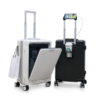 【Arlink】20吋行李箱2入組 鋁框多功能 前開式 飛機輪(獨立前開/登機箱/專屬防塵套/行李箱)