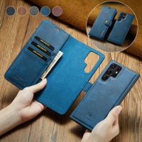 2 in 1 Magnetic Split Leather Case For Samsung Galaxy S22 Ultra S21 Card Pocket Wallet Phone Case For Galaxy Note 20 10 Plus A52